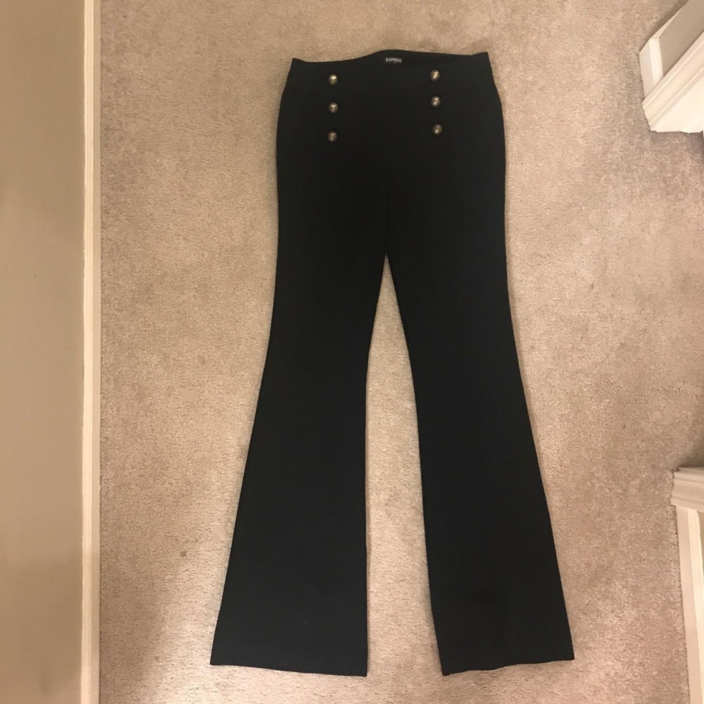 Black Express Dress Pants Gold Buttons Size 4